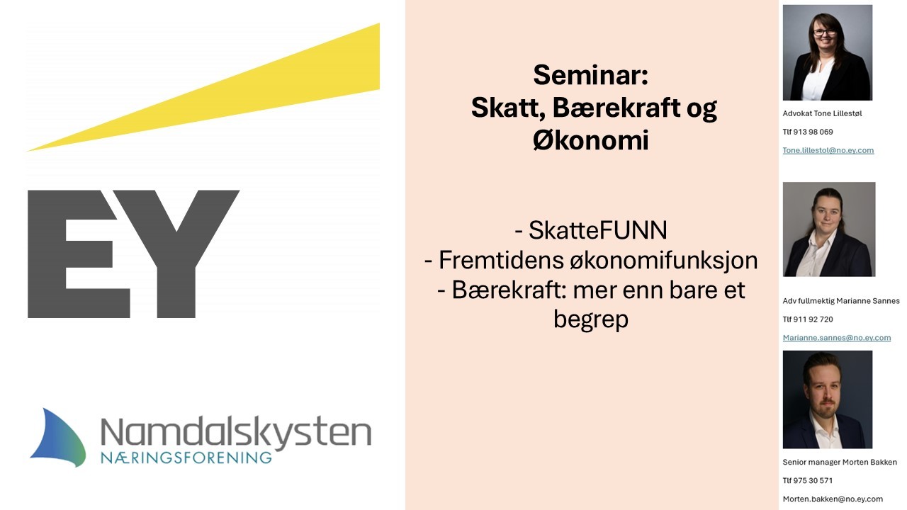 Seminar med Ernst & Young: Skatt, bærekraft og økonomi